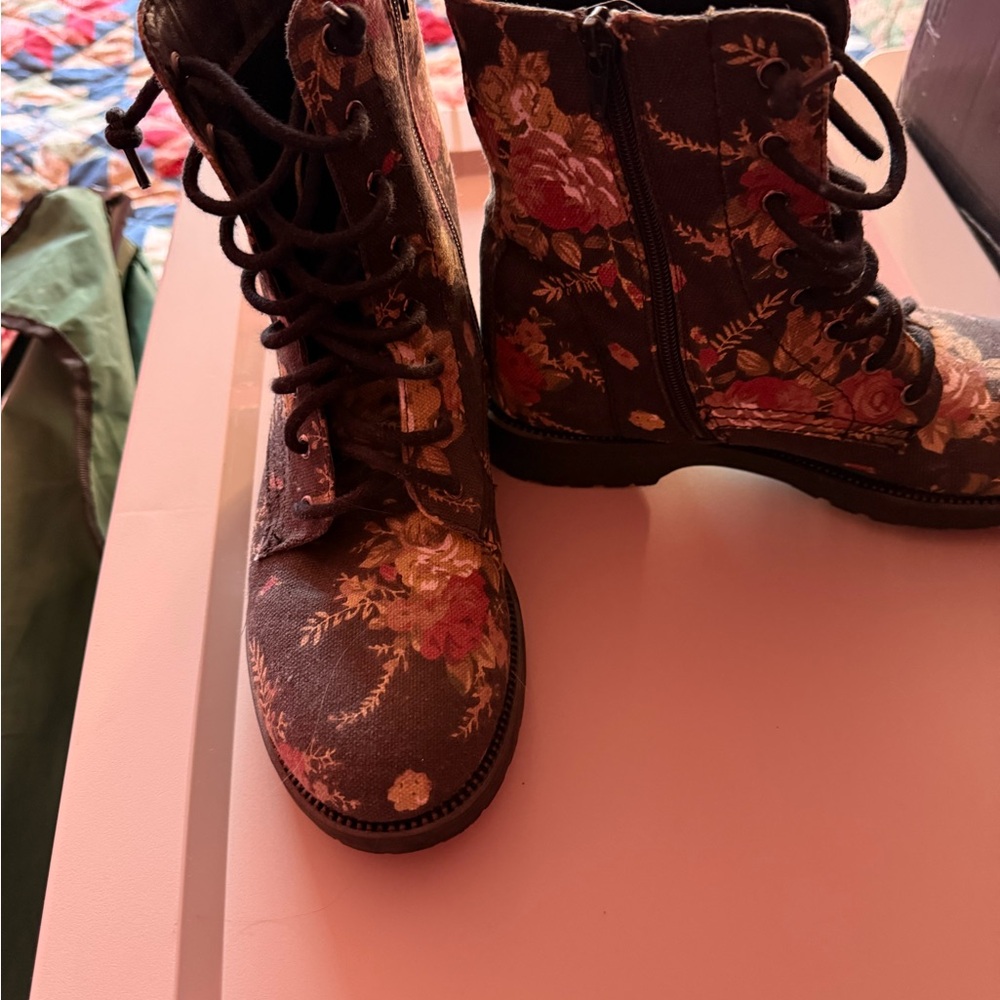 Floral Combat Boots